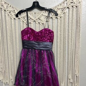 Sparkling Pink and Gray Formal Dress